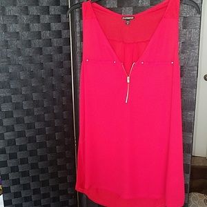 Express red tank with gold zipper